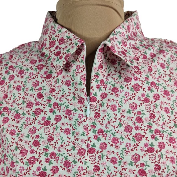 NO BOUNDARIES STRETCH Double Zipper Cotton Sleeveless Top White Pink Junior Med - Picture 4 of 13